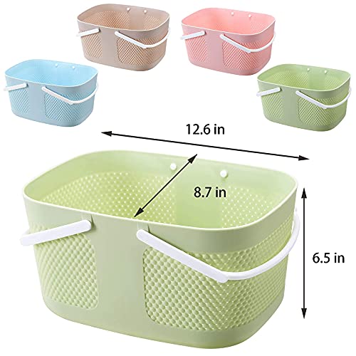 Shower Caddy Basket, Portable Large Capacity Thickened Plastic Organizer Storage Tote with Handles Drainage Toiletry Bag Bin for Bathroom, College Dorm Room Essentials, Kitchen, Camp, Gym, Green - color: Green
