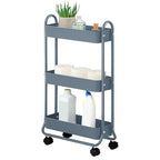 SunnyPoint Slim Rolling Storage Cart, 3 Tier Bathroom Storage Organizer Bathroom, Laundry Utility Cart (Blue) - color: Blue