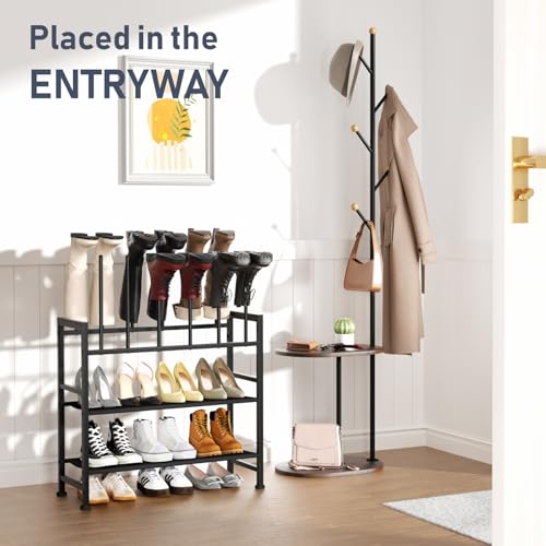 DIMJ Boot Rack 4-Tier - Black Metal Boot Storage Rack for Tall Boots Organizer Tall Boots, Multiuse Shoe Rack for Boots, Sneakers, High-Heel, Entryway, Fits 6 Pairs - size: 4 Tier - 6 Pairs