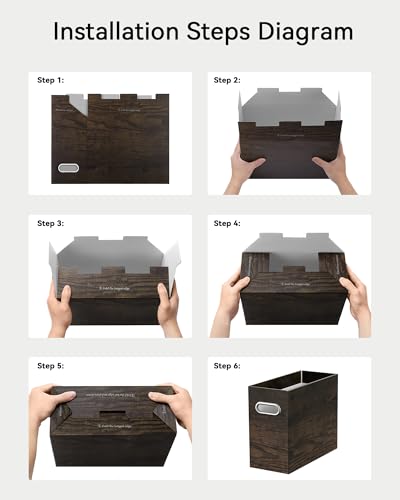 Oterri Cardboard File Organizer Box for Hanging File Folders Letter Size,File Box for Computer Desk,File Cabinet,Working Home,Office,Classroom (Brown Wood Grain Print, Letter Size - 2 Packs) - color: Brown Wood Grain Print, size: Letter Size - 2 Packs