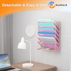 Kuntine.B Wall File Organizer (Pink, 7 Tier 2 Pack) - color: Pink, size: 7 Tier 2 Pack