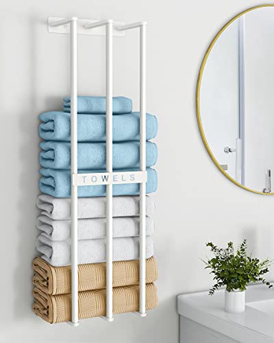 Towel Holders for Bathroom Wall Mounted, Bethom Towel Storage for Small Bathroom, Wall Towel Rack for Rolled Towels Bath Washcloths, White - color: White - Standard