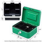 KYODOLED Medium Cash Box with Money Tray,Small Safe Lock Box with Key,Cash Drawer,7.87"x 6.30"x 3.54" Green Medium - color: Green, size: Medium