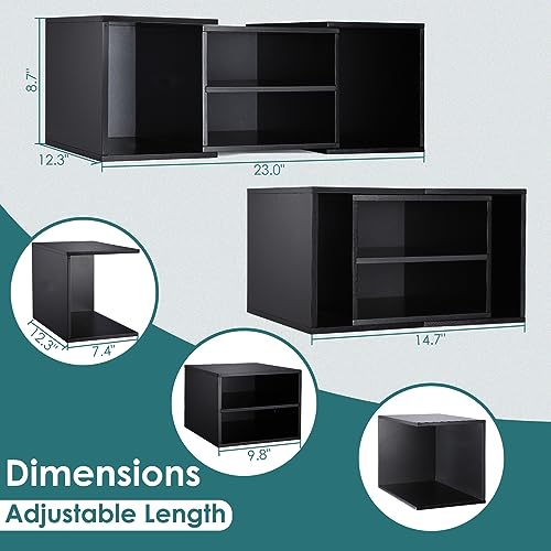 EMERIT Large Printer Stand, Adjustable Printer Table with Storage, 2-Tier Printer Riser Desktop Paper Organizer Shelf for Home Office,23'' x12.3'' x 8.7'' (Black) - color: Black, size: X-Large