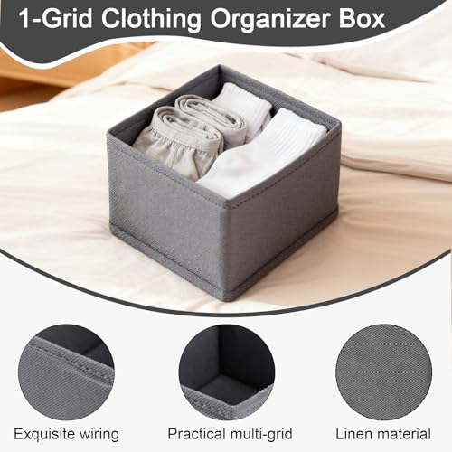 1 Pcs Drawer Organizer Storage Box for Underwear Socks Closet Divider for Wardrobe Dresser Vanity Space Saving Use(Grey) - color: Grey, size: Small