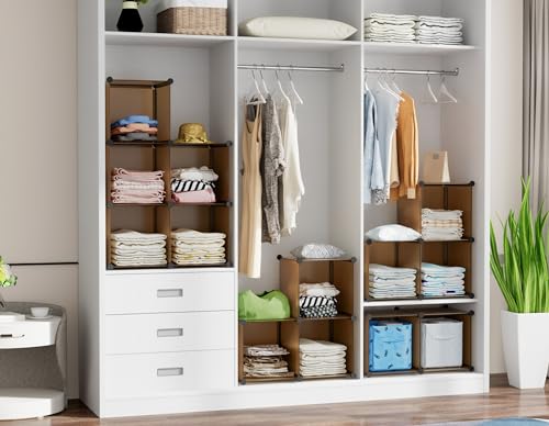 6-Cube Storage Organizer, Closet Organizer Storage Shelf Bookcase Bookshelf with Metal Hammer, Storage Cubes Organizer Cabinet for Kids, Closet, Bedroom, Bathroom, (11.8x11.8x11.8 inch) - color: Brown, size: 11.8 x 11.8 x 11.8 Inch