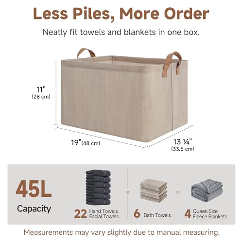 StorageWorks Storage Bins, Fabric Storage Bins for Shelves, Extra Large Storage Baskets with Metal Frame, Closet Baskets and Bins with Handles, Jumbo, Brown and Beige, 2-Pack - color: Brown and Beige, size: 19" L x 13 ¼" W x 11" H