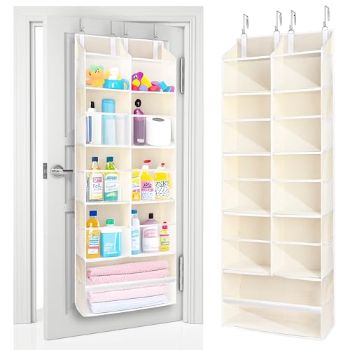 ULG Over the Door Organizer, 5-Tier Extra Large Hanging Storage with 10 Mesh Pockets, 100 lbs Capacity, Heavy Duty Door Organizer for Closet, Bedroom, Nursery Storage, Beige - color: Beige, size: 1 Pack-Extra Large