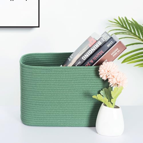 MINTWOOD Design 3-Pack Decorative Woven Storage Baskets for Shelves, Cube Bin Box for Organizing Books, Shoes, Dog Toys, Pantry Closet and Living Room Organizer, Forest Green - color: Forest Green