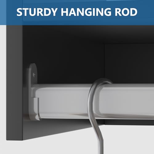 Medium Double Hanging Closet Unit, Modular Closet System, Wood Closet System Organizer with Storage for Walk in Closets, Clothing Rack Closet for Hanging Clothes, Bedroom, Black, 25.5" W - color: Black, size: 25.5" Wide, style: Medium Double Hanging