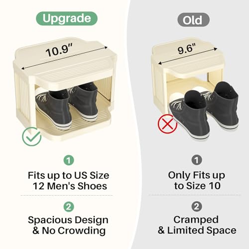 Kitstorack Vertical Shoe Rack: 5 Tiers Stackable Shoe Rack for Closet DIY Free Standing Shoe Organizer Small Shoe Shelf for Small Spaces and Narrow Spaces Plastic, White - color: Ivory, size: 5 Tiers