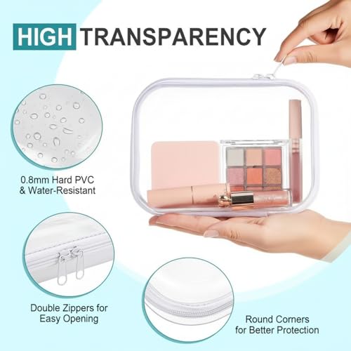 Sanwuta 6 Pcs Clear Hard Zipper Case Plastic Zipper Pouches Transparent Makeup Bag Pencil Case Pouches Toiletry Diaper Bag for Travel Toy Storage Organizer Bins(White,7.09 x 5.12 x 2 Inch) - color: White, size: 7.09 x 5.12 x 2 Inch
