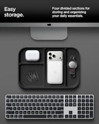 Spigen Modern Valet Tray Premium PU Storage Stylish Organizer Designed for Entryway Bedside Nightstand Desk for Key, Wallet, Watch, Phone, Jewelry, and Everyday Carry Accessories - Black (Sectional) - size: Sectional