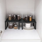 NEX Kitchen Cabinet and Counter Shelf Organizer, Expandable & Stackable, Black - color: Black