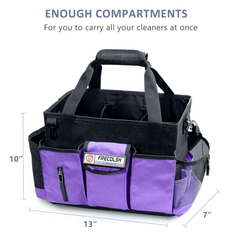 Cleaning Caddy for Cleaning Suppliers Organizer with Pockets for House Cleaning Essentials, Cleaning Organizer, Wearable Cleaing Bag Tote, Storage Caddy for Housekeeping - color: Purple, size: Medium