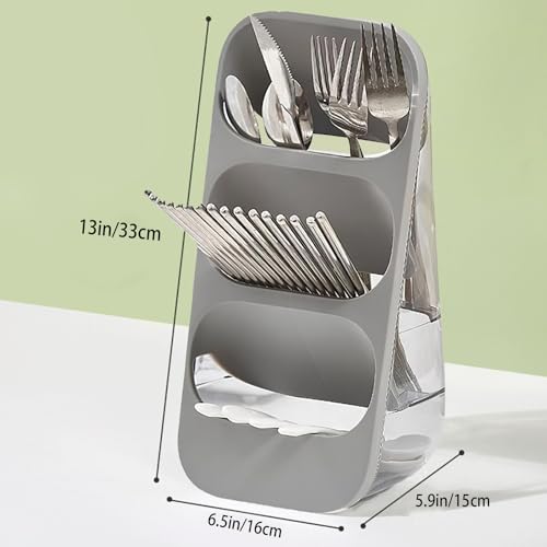 COVRA 3-Tier Large Capacity Kitchen Utensil Organizer – Minimalist Desktop Storage Box for Kitchen, Bedroom, Living Room & More (Gray) - color: Gray
