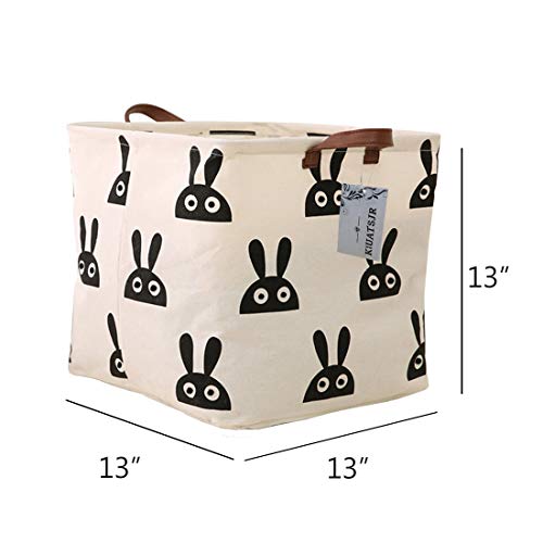 Square Storage Bins Canvas Collapsible Storage Basket with Handles - Organizer for Nursery, Kid's Toys & Laundry, Gift Baskets (Rabbit) - color: Rabbit