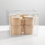 mDesign Plastic Storage Organizer Container Bin for Kitchen Organization in Pantry, Cabinet, Countertop Fridge, Refrigerator, and Freezer - Hold Food, Drink, or Snacks, Ligne Collection, 4 Pack, Clear - size: 12 x 10 x 8 (Pack of 4)