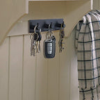 Key Holder (3 Hooks) - Sturdy Self Adhesive Stainless Steel, Matte Black, Wall Mount, Damage Free, Extra Thick, for Keys and Masks, Entryway, Hallway - color: Matte Black