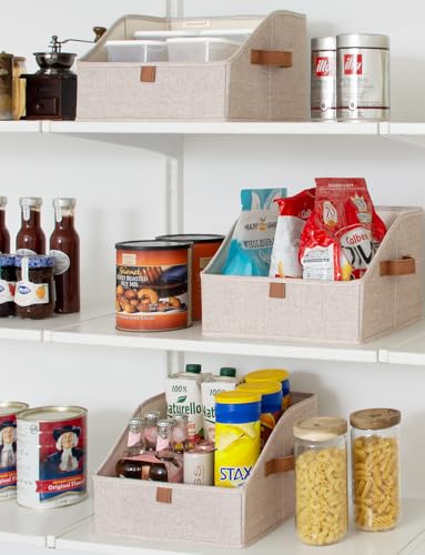 StorageWorks Closet Storage Bins, Trapezoid Organizer Box for Shelves, Fabric Clothes Bin, Foldable Organizing Baskets with Handles, Small, Brown and Beige, 3-Pack - color: Brown and Beige, size: Small