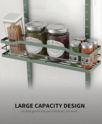 Moforoco Sage Green 9-Tier Over The Door Pantry Organizer, Pantry Organization and Storage, Black Hanging Basket Wall Spice Rack Seasoning Shelves - color: Sage Green, size: 9-Tier Standard