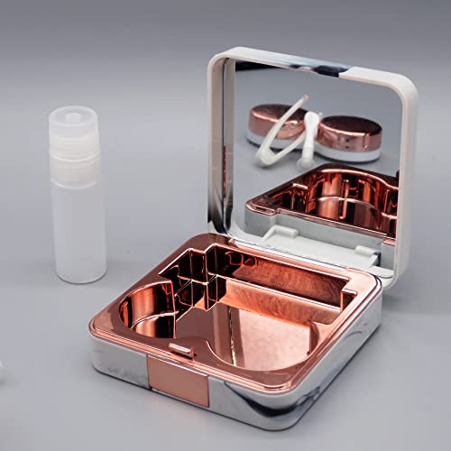 Vastsoon Contact Lens Case, Portable Cute Eye Contacts Colored Lenses Applicator Remover Tool Kit with Mirror Solution Bottle for Travel Daily Outdoor (Square, Rose Gold) - color: Square,Rose Gold