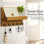 HONJIN Farmhouse Wall Key Holder for Wall : Holiday Card Slot Design Wooden Mail Organizer Wall Mount Dog Leashes Holder Hanger (Light Brown) - color: Light Brown