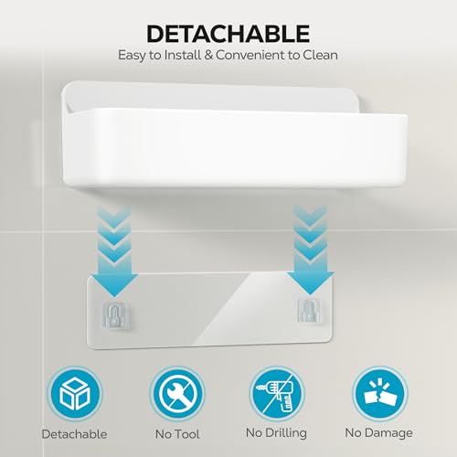 Nieifi Adhesive Wall Shelf, Shower Shelves, Shower Organizer for Bathroom Organization (White, 2 pieces) - color: White, size: 2 pieces