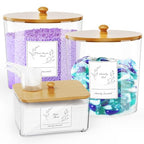 COAZEX 3 Pack Laundry Powder Container & Dryer Sheet Holder, Large Plastic Laundry Room Organization and Storage Jars with Lids, Labels & Scoops for Powder, Detergent, Scent Booster - color: B-Clear