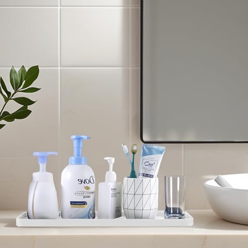 Silicone Organizer Tray for Kitchen Sinks and Bathrooms. Dishwasher-Safe, Non-Slip Countertop Tray, Bathroom Drawer Organizer Trays. Perfect for Makeup & Trinkets (White L 1PC) - color: White L 1pc