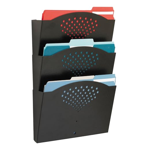 Safco Steel Three Pocket Letter Size Flush Mount Wall Rack 3172BL, Black Powder Coat Finish, Durable Commercial-Steel Construction - style: Triple Letter