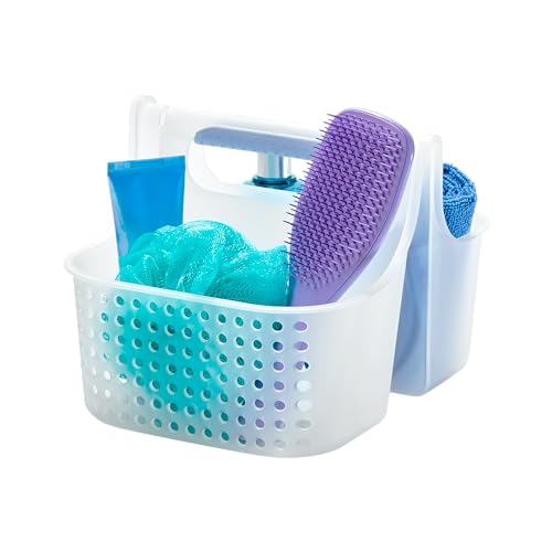 madesmart Portable Shower Caddy, Hold Soap, Shampoo, Hair Supplies and Beauty Products, Cleaning Supplies Organizer for Home, Dorm, Plastic Shower Tote, Soft Handle, Blue - color: Blue, size: Small