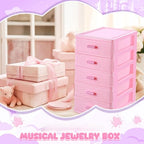 Threehoney Pink Plastic Storage Drawers Desktop Storage Box Mini Drawer Organizer Necklace Jewelry Storage Case Cute Plastic Dresser for Girls Bathroom, Dorm, Desk, Home, 5 Layers