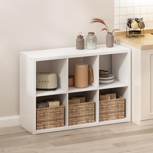 Furinno HERMITE Kitchen Island, 6-Cube Coffee Bar, Extra Thick Kitchen Storage, Bakers Rack, for Pantry Organizers and Storage, Kitchen Organization, White - color: White, size: 6-Cube Extra Thick