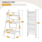 oakvivo Bamboo Bookshelf 3-Tier Ladder Shelf, 39.4” Freestanding Open Bookcase Book Shelf Bathroom Storage Shelf Unit Plant Stand for Small Space, Living Room, Bedroom, Home Office, White - color: 3-tier White