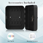 KYODOLED 20 Key Storage Lock Box with Code, Key Cabinet Organizer Wall Mount with Combination Lock, Hooks & Labels for Home, Office & Rental Properties, 7.87 x 6.3 x 3.14 in, Black - color: Black With Combination Lock
