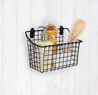 Spectrum Large Wall Mounted Wire Basket Matte Black Kitchen Wall Mount Organizer Storage Basket, Wire Basket for Bathroom Pantry Organization, Wall Mount Hanging Wire Caddy for Modern Kitchen