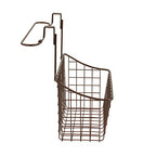 Spectrum Grid Medium Over Cabinet Hanging Basket & Towel Bar for Inside The Kitchen Bath Storage, Easy Install Cabinet Door Wire Metal Basket Hanger with Towel Holder for Kitchen Bathroom, Bronze