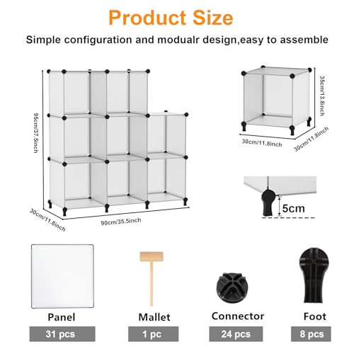 AWTATOS 8 Cube Storage Organizer, Closet Organizer Storage Shelf, Bookcase Bookshelf, DIY Stackable Storage Cubes Shelves for Closet, Bedroom, Home, Office, Translucent - color: Transparent, size: 4x2