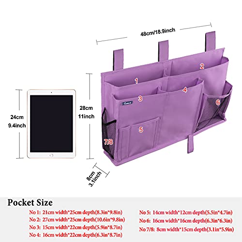 Surblue Caddy Hanging Organizer Bedside Storage Bag for Bunk and Hospital Beds, Purple, L - color: Purple, size: Large