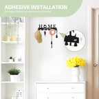 Key Holder Wall Mount, Adhesive Metal Key Hanger with 6 Double Hooks, 2 Installation Methods, Black - style: 12 Hooks
