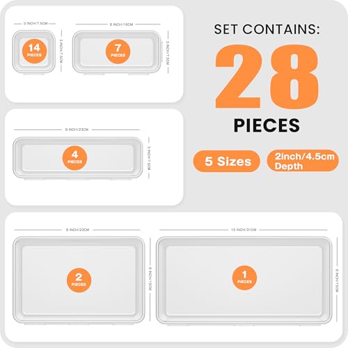 【Military Grade】A-LuGei Drawer Organizer, 【𝟱𝗦𝗶𝘇𝗲】 Makeup organizer, 【Holds 177 Items】 Bathroom Organizers and Storage, Organization and Storage, Desk Drawer Organizer for Bathroom Vanity - color: Clear