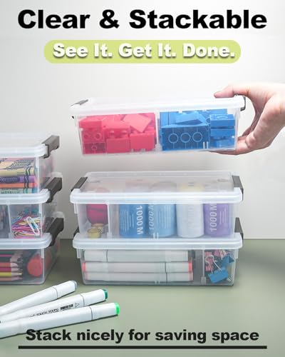 12 Pack Extra Large Pencil Box with Removable Divider, Thickened Pencil Case Bulk, Clear Crayon Marker Organizer Stackable Plastic Small Storage Containers for Pen Craft School Supplies(Grey) - size: Grey-12 Pack