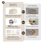 BOYATU Travel Makeup Bag Cosmetic Bags for Women: 3 Pcs Set Large Capacity Make up Bag with Handle - Waterproof Vegan Leather Toiletry Bags Travel Essentials with Compartments(C-3-White) - color: C-3-White
