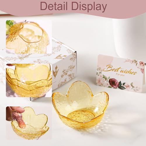 Yellow Flower Ring Dish Jewelry Dish Glass Jewelry Tray Small Trinket Tray Ring Holder Dish Cute Room Decor Aesthetic Bathroom Decor House Warming Engagement Birthday Gifts for Women Stocking Stuffers - color: Yellow