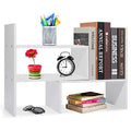 Hossejoy Wood Adjustable Desktop Storage Organizer Display Shelf Rack, Office Supplies Desk Organizer,White - color: White