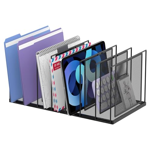 File Organizer for Desk, 7-Section Vertical File Sorter, Paper Holder Organizer Standing Metal File Folder for Office Home Classroom, Black - color: Black, size: 1 Pack 7-Section