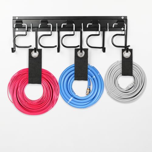 LEYU Metal Garage Tool Organizer Wall Mount, 4 Pack Garden Tool Organizer With Extension Cord Straps, Garage Organization Hooks and Hangers for Shed, Yard Storage, Wall Holder for Hanging Broom Mop - size: 4 Pack