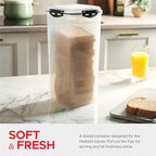 Tafura Bread Storage Container with Tray, Plastic Bread Box, Bread Container with Airtight Lid, Loaf Bread Keeper, Bread Holder for Homemade Bread, BPA Free - color: Black - 1 Pack