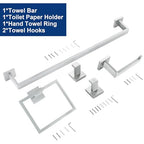 5 Piece Bathroom Hardware Accessories - Brushed Nickel, 24Inch Towel Racks, Stainless Steel Square Towel Bar Set, Wall Mounted - color: Brushed Nickel, size: 24" 5pcs